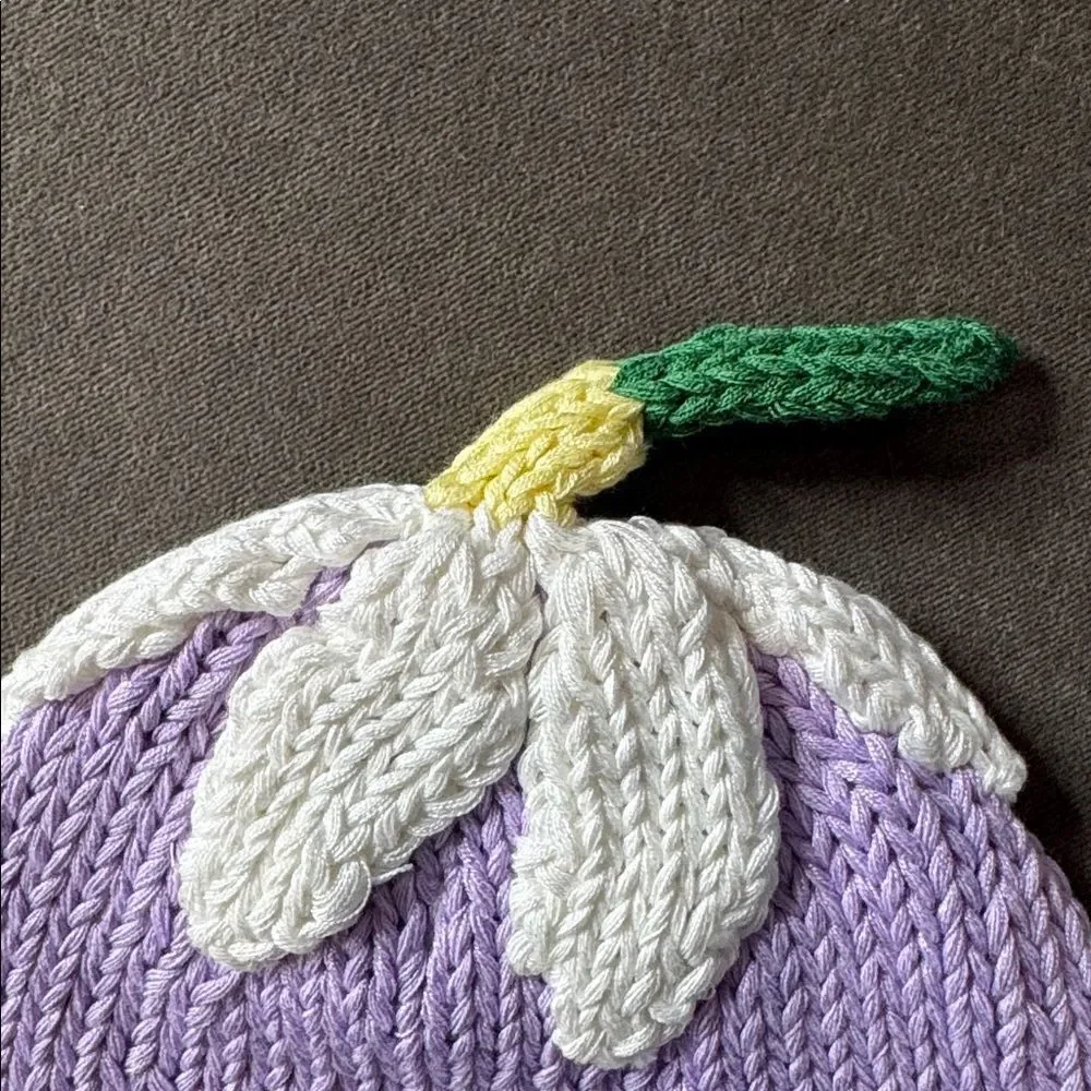Bebe Chapeau Girls Baby Lilac Hat Daisy on Top 100% Cotton 6-12 months NEW